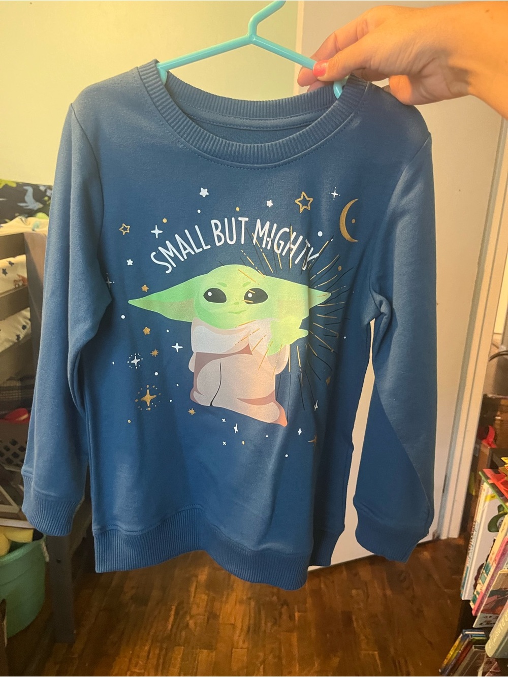 Star Wars Blue Crewneck with Baby Yoda Graphic